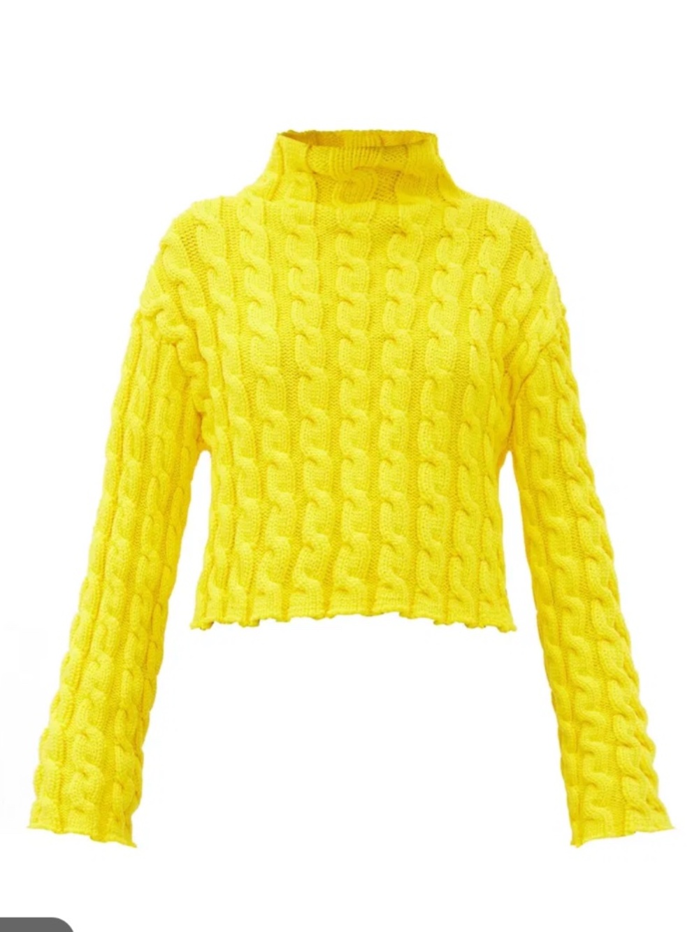 Balenciaga Yellow cable knit mock neck sweater, NWT